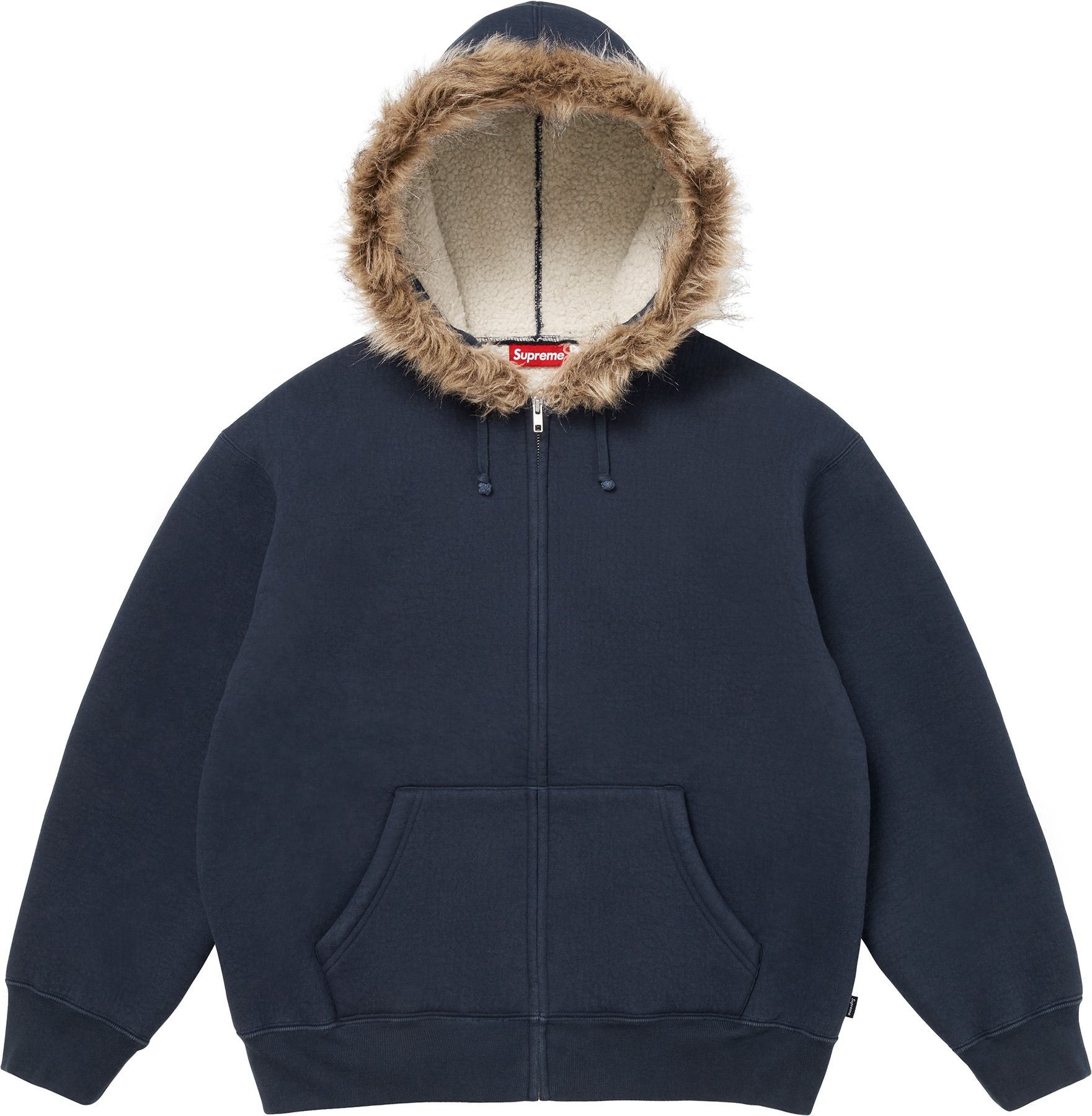 Faux Fur Zip Up Hooded Sweatshirt view 12